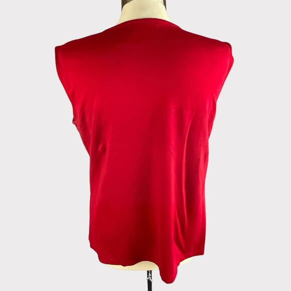 Liz Claiborne Career Womens Medium Sleeveless Red Top V Neck Cut Out - Picture 2 of 5
